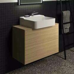 Ideal Standard Dulap baza suspendat Ideal Standard Atelier Conca 2 sertare si blat cu decupaj central 80 cm finisaj stejar deschis (T3947Y6)