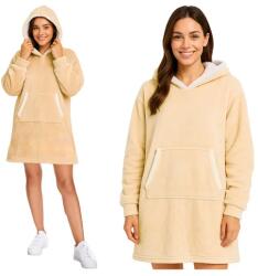 Ruhhy XXL kapucnis hordható pléd, bézs színű puha fleece takaró (00026146)