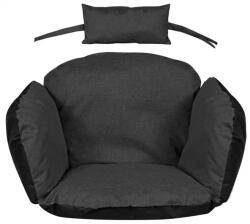 AIO Fekete, vízlepergető kerti párna függőfotelhez 112×113 cm, fejtámlával (87031)