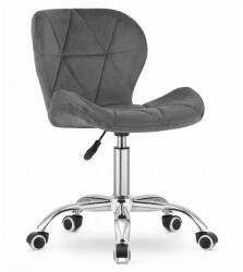 LEOBERT Ergonomikus szürke bársony forgószék, állítható magasság, 5 ágú krómozott talp (MODEL_3667_1-AVOLA-D)