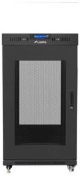 Lanberg - NET 19" szabadonálló rack szekrény 22U/800X800 perforált ajtó, lapraszerelt, LCD kijelző, fekete V2 (TÚLMÉRETES ÁRU) (FF01-8822-23BL) (FF01-8822-23BL)