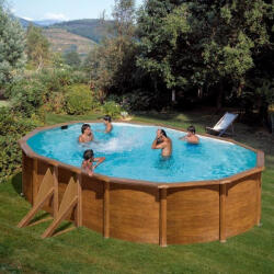 GRE 610 x 375 x 120 cm külső merevítő lábbal, fa minta (komplett szett) SÉRÜLT CSOMAG! (KIT610W)