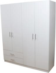 Nefmob Design Nefmob Grande Ruhásszekrény, 4 ajtós, 2 fiókos, 4 polccal, méretei 190x160x50 cm, fehér