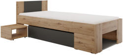  Ágy tárhellyel, 90x200, artisan tölgy/antracit, UNIS (402518)