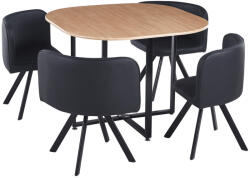 Étkező szett 1+4, tölgy/fekete, BEVIS NEW (KD-0000354582)