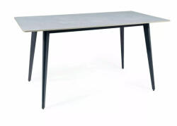 SIGNAL MEBLE Ivy Luxus Kerámia Étkezőasztal Márvány Hatású Szürke Lappal és Matt Fekete Fém Vázzal