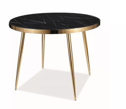 SIGNAL MEBLE Calvin Luxus Kerek Étkezőasztal Edzett Üveg Márvány Fekete-Arany