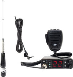 PNI CB rádióállomás csomag PNI Escort HP 5500 és összecsukható CB antenna PNI LED 1000, 80 cm, adás közben világít