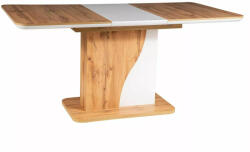 SIGNAL MEBLE Syriusz Kihúzható Étkezőasztal Matt Fehér-Wotan Tölgy Laminált