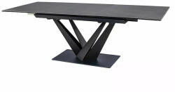 SIGNAL MEBLE Sorento Ceramic Bővíthető Márvány Hatású Üvegasztal Fekete V-lábbal