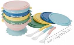  BADABULLE Szett 5 db tál fedővel, 3 kanállal és 1 tapadókoronggal