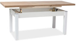 SIGNAL MEBLE Kleopatra Állítható Magasságú Lancelot Tölgy Étkezőasztal Fehér Vázzal