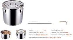  Lepárló, kettős kondenzátor, 8 gallon kapacitás, DTDB-30L-ucoppertube