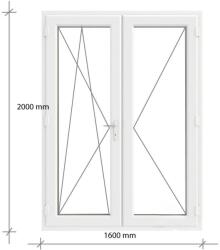 Decco 160x200 Kétszárnyas Erkélyajtó Középen felnyíló + Bukó - Nyíló kivitelben