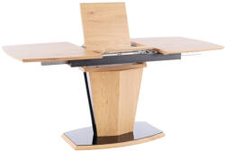 SIGNAL MEBLE Houston Modern Bővíthető Tölgy Étkezőasztal Fekete Üveg Talppal