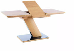 SIGNAL MEBLE Toronto Bővíthető Tölgy Étkezőasztal Fekete Üveg Talppal