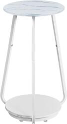 VASAGLE Modern Kerek Asztal, 2 Szintes Éjjeliszekrény, Márványfehér