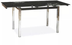 SIGNAL MEBLE GD-017 Kihúzható Üveg Étkezőasztal Fekete Króm Vázzal