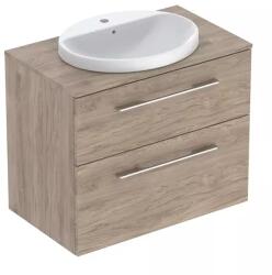Geberit Set dulap baza suspendat Geberit Selnova Square finisaj nuc american Hickory 2 sertare si lavoar 80 cm (502.874.00.1)