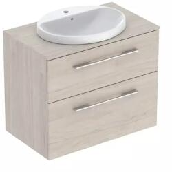Geberit Set dulap baza suspendat Geberit Selnova Square finisaj nuc american Hickory deschis 2 sertare si lavoar 80 cm (502.875.00.1)
