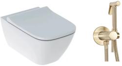 Geberit Pachet vas wc suspendat Geberit Smyle, capac softclose si set dus igiena intima auriu cu baterie incastrata Rea Loop (500.683.00.2+5902557369973)