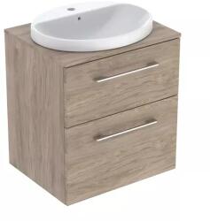 Geberit Set dulap baza suspendat Geberit Selnova Square finisaj nuc american Hickory 2 sertare si lavoar 60 cm (502.870.00.1)