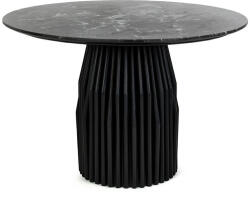 MaMaison Levante Fekete Márvány Étkezőasztal Bordázott Lábbal