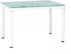 SIGNAL MEBLE Damar Edzett Üveg Étkezőasztal Fehér Fém Vázzal