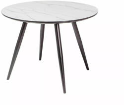 SIGNAL MEBLE Ideal Márvány Kerek Étkezőasztal Fehér Üveglapos Fekete Fém Lábakkal