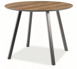 SIGNAL MEBLE Oakland Kerek Étkezőasztal Dió MDF Fekete Vázzal