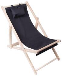  Összecsukható kerti nyugágy párnával, fekete színben (v27264_CZ)