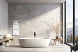 BVF Radialight Silk Evo elektromos acél törölközőszárító radiátor 40x90 üveg előlappal, fehér ONS10021 (ONS10021)