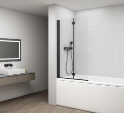  Polysan Rota kádparaván 120 cm átlátszó üveg, matt fekete profil FB120 (FB120)