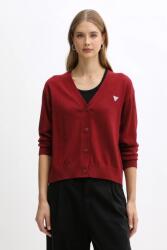 Guess Jeans kardigán gyapjú keverékből - burgundia S