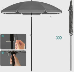 SONGMICS UPF50+ Dönthető Napernyő Üvegszálas Bordákkal Szürke (EUZ-GPU060G01) - platinashop