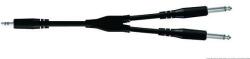 Proel Inzert Y kábel 3 m fekete 3, 5 mm sztereó jack dugó - 2 x 6, 3 mono jack dugó öntött