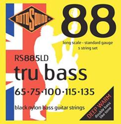 Rotosound Basszusgitár húrkészlet fekete nylon köszörült 5 húr 65-135