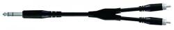 Proel Y kábel 1, 8 m fekete 6, 3 mm sztereó jack dugó - 2 x RCA dugó öntött