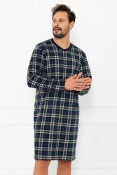 Italian Fashion Cămașă de noapte pentru bărbați Andreas albastru închis în carouri, L