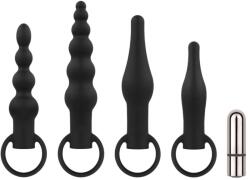 EasyToys - akkus anál vibrátor szett - 4 részes (fekete) - erotikashow