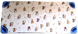  Kétrétegű pamutvászon gumifüles lepedő oviságyra bézs - barna munkagépes 55x130cm / 58x130cm ágyra