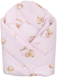 Baby Bruin Pólyává alakítható takaró 78x78cm - Rózsaszín macis