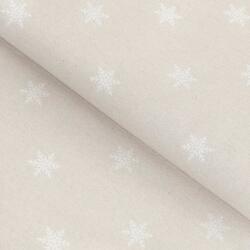 Goldea karácsonyi anyag natura - hópelyhek természetes alapon 300 cm