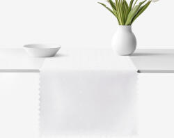 Goldea ünnepi teflonos asztali futó - fehér alapon fényes négyzetek 20x120 cm