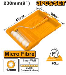 INGCO Trafalet cu Tava E i Rezerva , Set 3 bucati, 230 mm, microfibra