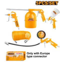 INGCO Trusa Pneumatica de Vopsit 5 piese , Vas Sus, Pistol, Furtun, Spalare, Umflare