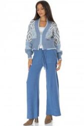 ROH Pantaloni casual tricotată cu buzunare Albastru deschis ROH TR556