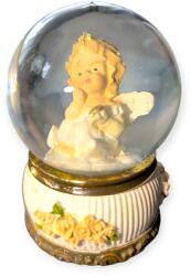  Karácsonyi hógömb angyalkával - rózsás talppal, 6 cm (1228060)