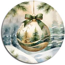 Nyomtatott fa tábla koszorú közép - Karácsonyi zöld téma koszorú közép 11, 8cm - kosarbolt