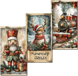  Nyomtatott dekorkarton - Karácsonyi piros-zöld téma táblák 3db/csomag - kosarbolt